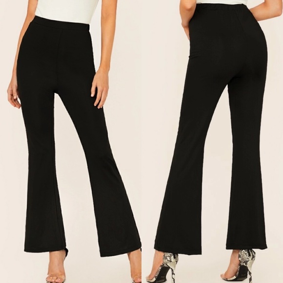 Bootcut flared pants black elastic waist - Picture 2 of 3